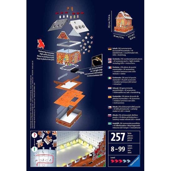 Ravensburger 3D-Puzzle Lebkuchenhaus mit LED aus 216 Teilen