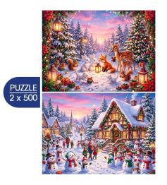 Puzzle Alipson 2 Rätsel – Frohe Weihnachten 2x500 Teile