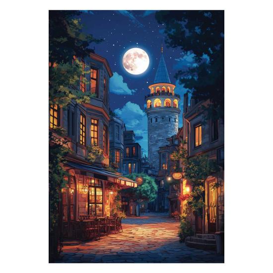 Puzzle Anatolian Galata-Viertel bei Vollmond 500 Teile