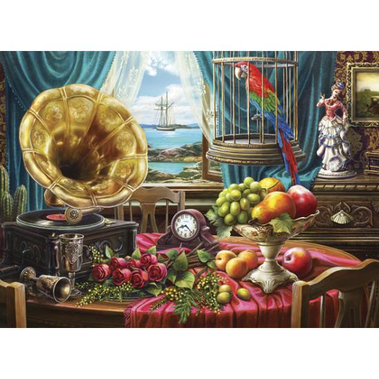 Anatolisches Puzzle Stillleben mit Früchten und Grammophon 1000