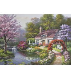 Anatolisches Puzzle „Hütte mit Blumen im Frühling“ mit 1500 Teil