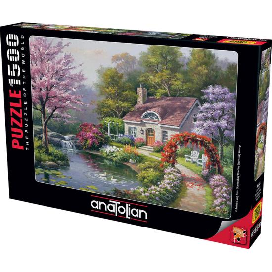 Anatolisches Puzzle „Hütte mit Blumen im Frühling“ mit 1500 Teil