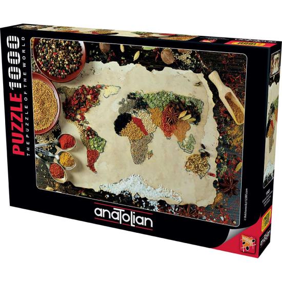 Anatolische Puzzle-Weltkarte mit Gewürzen 1000 Teile Anatolische Puzzle-Weltkarte mit Gewürzen 1000 Teile
