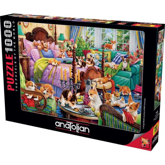 Anatolisches Puzzle Welpen im Schlafzimmer 1000 Teile