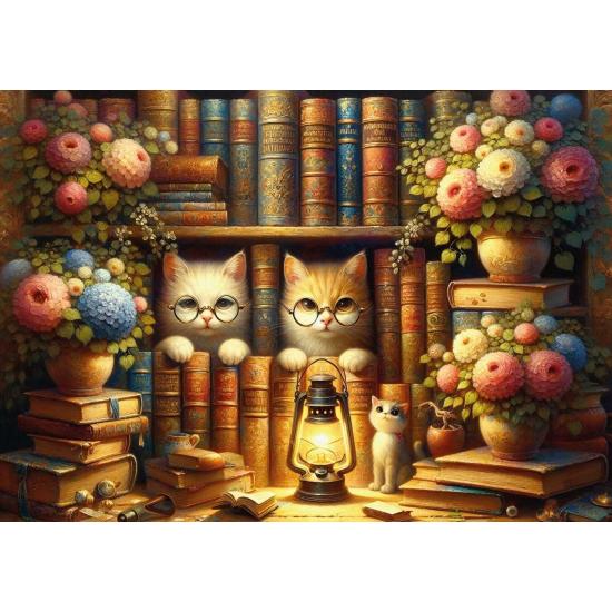Puzzle Art Puzzle Bibliothek der weisen Katzen 260 Teile