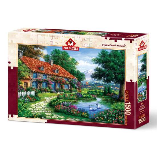 Puzzle Art Puzzle Garten mit Schwänen mit 1500 Teilen