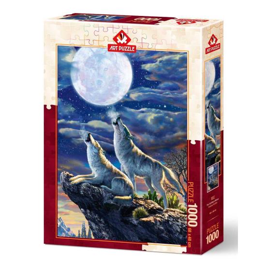 Puzzle Art Puzzle Wölfe und Vollmond 1000 Teile
