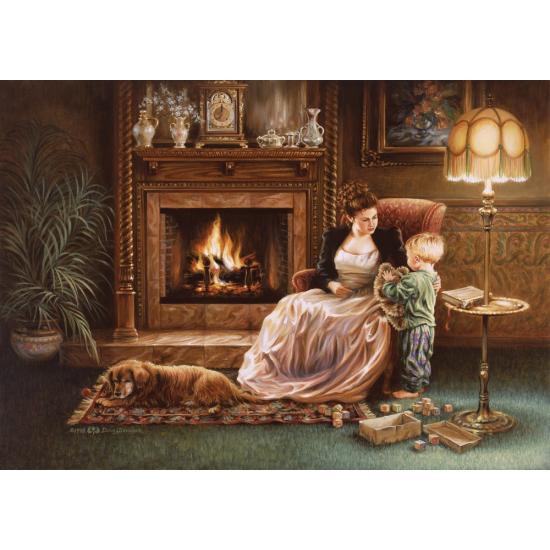 Puzzle Art Puzzle Tranquility Next to the Fireplace 1500 Teile