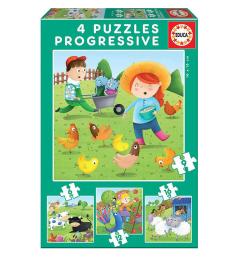 Puzzle Baby Educa Progressive Bauernhoftiere 6-9-12-16 Pzs