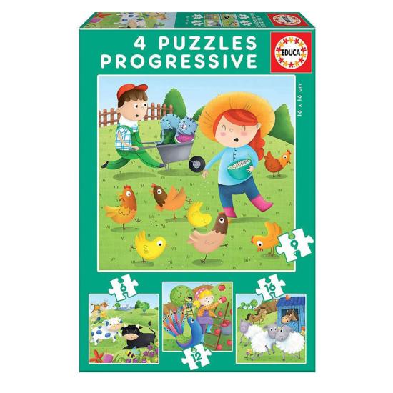 Puzzle Baby Educa Progressive Bauernhoftiere 6-9-12-16 Pzs