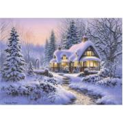 Bluebird Snowy Cabin in Winter Puzzle 500 Teile