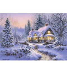 Bluebird Snowy Cabin in Winter Puzzle 500 Teile