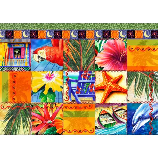 Bluebird Tropical Mosaik Quilt Puzzle 1500 Teile