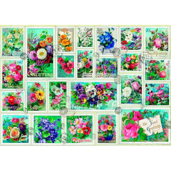 Puzzle Bluebird Flower Briefmarkensammlung mit 2000 Teilen