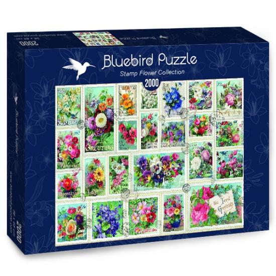 Puzzle Bluebird Flower Briefmarkensammlung mit 2000 Teilen