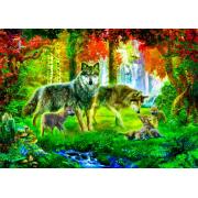 Bluebird Wolf Familie im Sommer Puzzle 1000 Teile