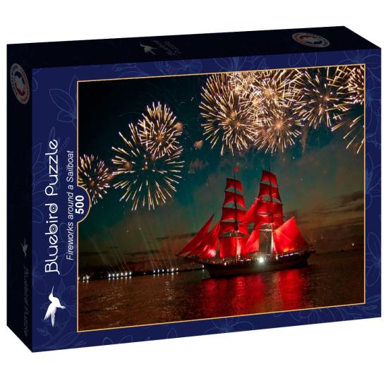 Puzzle Bluebird Feuerwerk auf einem Segelboot 500 Teile