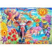 Bluebird Garden of Colorful Elephants Puzzle mit 2000 Teilen