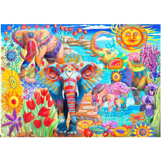 Bluebird Garden of Colorful Elephants Puzzle mit 2000 Teilen Bluebird Garden of Colorful Elephants Puzzle mit 2000 Teilen