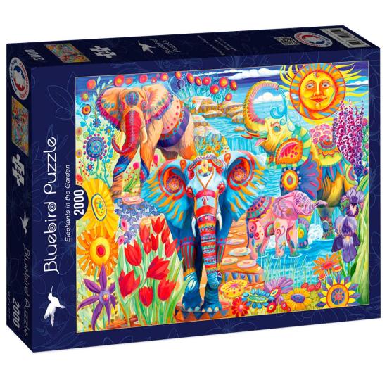 Bluebird Garden of Colorful Elephants Puzzle mit 2000 Teilen Bluebird Garden of Colorful Elephants Puzzle mit 2000 Teilen