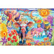 Bluebird Garden of Colorful Elephants Puzzle 1000 Teile