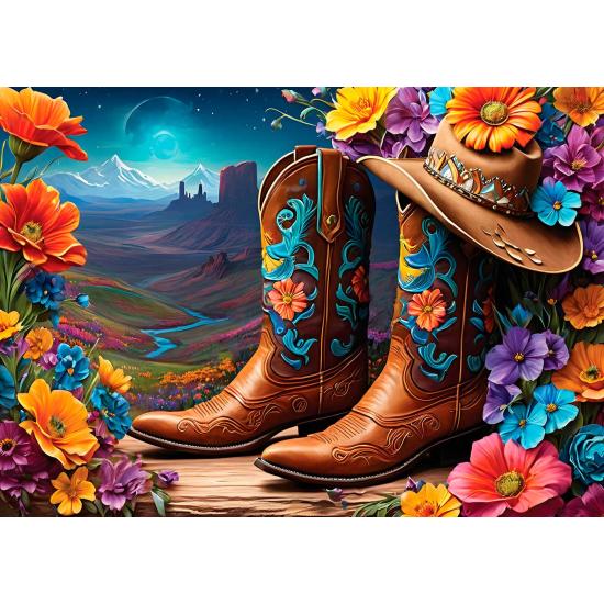 Puzzle Bluebird Cowgirl und ihre Stiefel  2 x 500 Teile