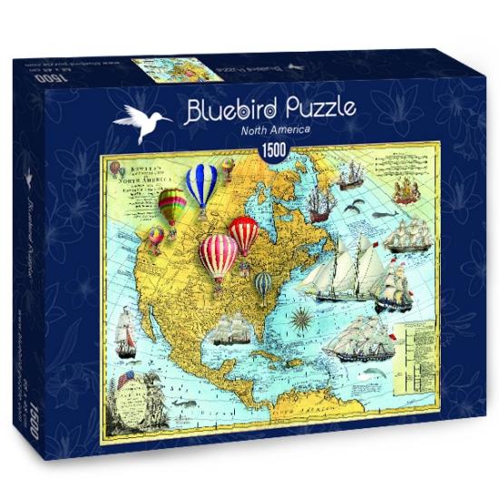 Bluebird Vintage Karte von Nordamerika Puzzle 1500 Teile