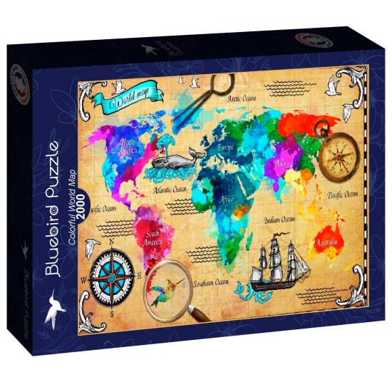 Puzzle Bluebird Bunte Weltkarte 2000 Teile Puzzle Bluebird Bunte Weltkarte 2000 Teile