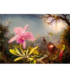 Bluebird Cattleya Orchidee und drei Kolibris Puzzle mit 1000 Tei