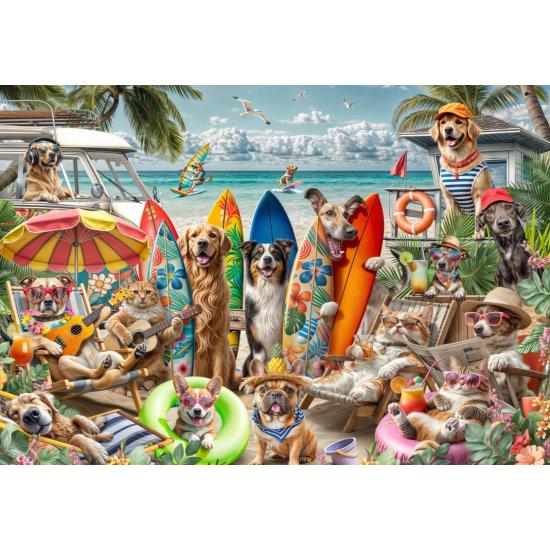 Bluebird Hunde Und Katzen Am Strand Puzzle 2000 Teile