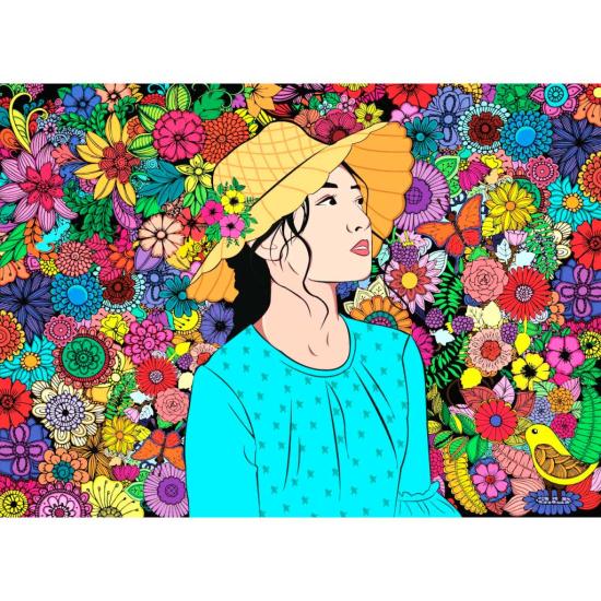 Puzzle Brain Tree Girl unter Blumen 1000 Teile