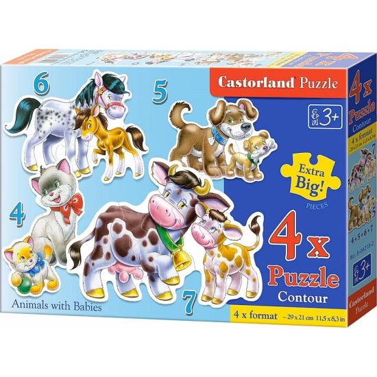 Puzzle Castorland Tiere mit ihrem Baby 4+5+6+7