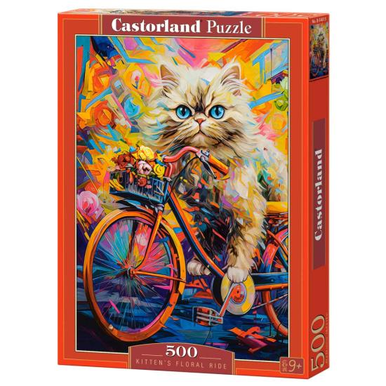 Puzzle Castorland Blumenfahrrad Des Kätzchens 500 Teile