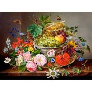 Castorland Puzzle Stillleben mit Blumen und Obstkorb von 200
