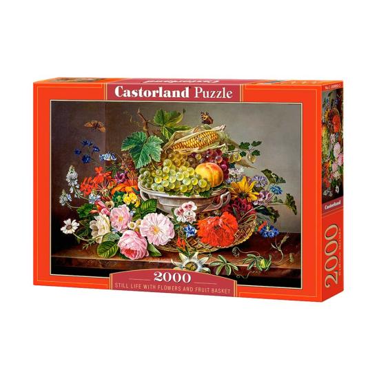 Castorland Puzzle Stillleben mit Blumen und Obstkorb von 200