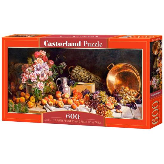 Castorland Puzzle Stillleben mit Blumen und Früchten auf dem Tis