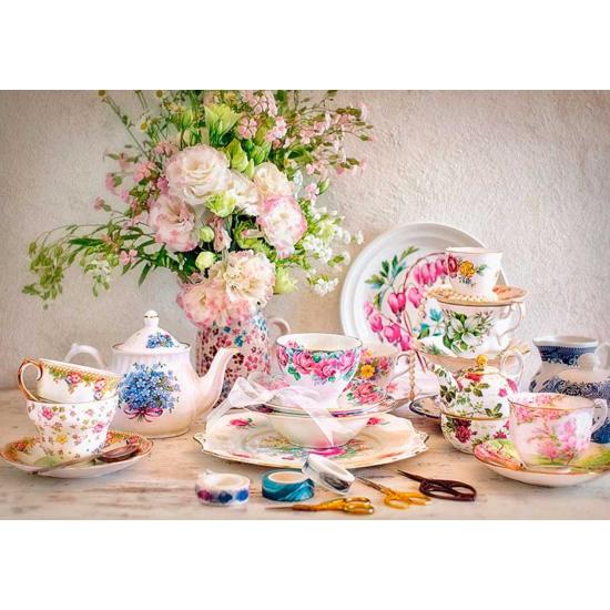 Castorland Stillleben mit Porzellan und Blumen Puzzle 500 Teile