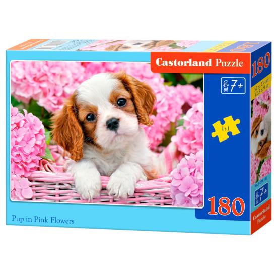 Castorland Welpe in rosa Blumen Puzzle 180 Teile