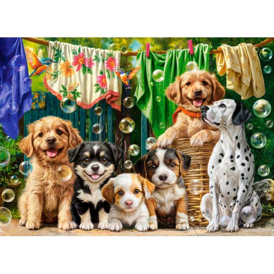 Puzzle Castorland Welpen, Wäsche Und Vogelstreiche 100 Teile