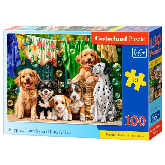 Puzzle Castorland Welpen, Wäsche Und Vogelstreiche 100 Teile