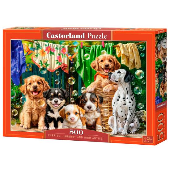 Puzzle Castorland Welpen, Wäsche Und Vogelstreiche 500 Teile