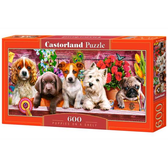 Castorland Puppies on a Shelf Puzzle mit 600 Teilen