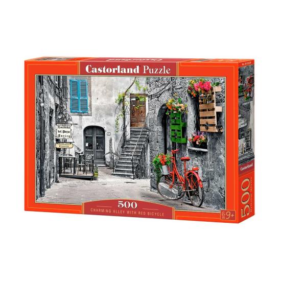 Castorland Puzzle Charmante Gasse mit rotem Fahrrad 500 Teile