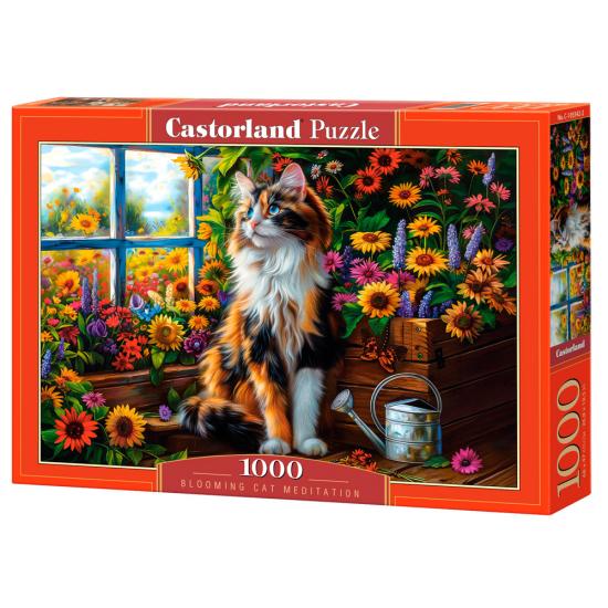 Puzzle Castorland Meditation der Katze unter Blumen 1000 Teile