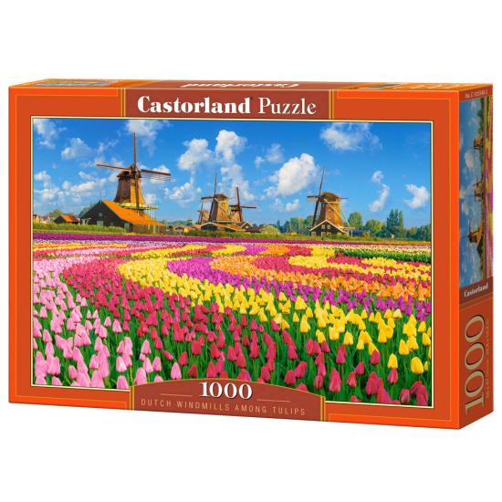 Puzzle Castorland Holländische Windmühlen Zwischen Tulpen 1000 T
