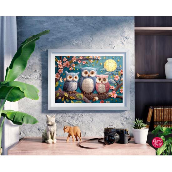 Puzzle Cherry Pazzi Niedliche Woll-Eulen XXL 300 Teile