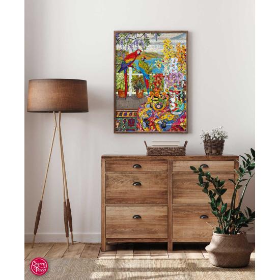 Cherry Pazzi Papageien auf dem Geländer Puzzle 1000 Teile