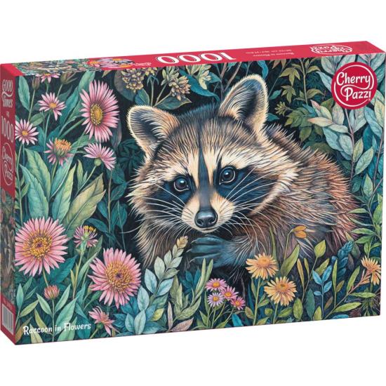 Puzzle Cherry Pazzi Waschbär in Blumen 1000 Teile