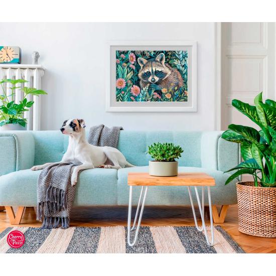 Puzzle Cherry Pazzi Waschbär in Blumen 1000 Teile