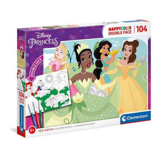 Clementoni Doppelseitiges Puzzle Disney-Prinzessinnen mit 104 Te
